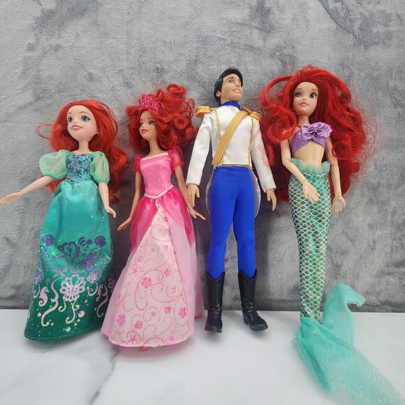 3 Ariel & 1 Prince Eric Fashion Dolls, lot of 4 Disney's The Little Mermaid - Picture 2 of 9